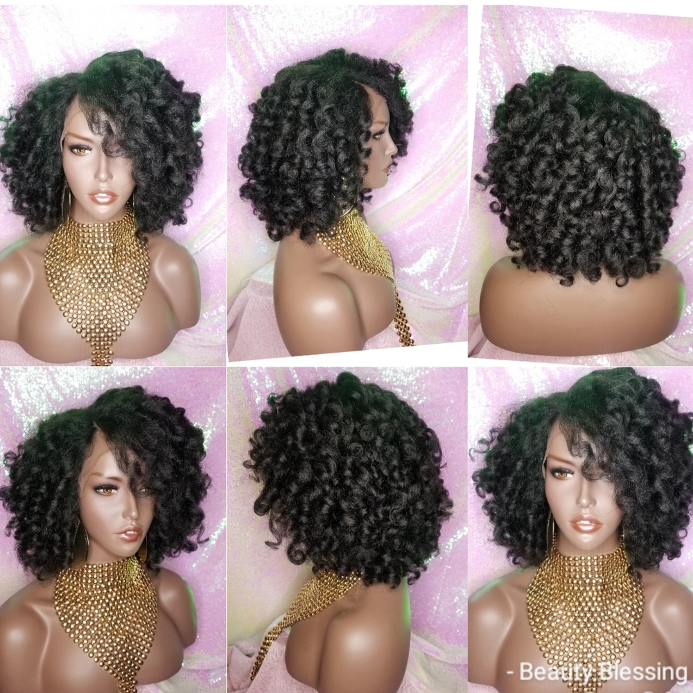 Wig Kinky Afro Curl Lace Front Wig Spiral Curly